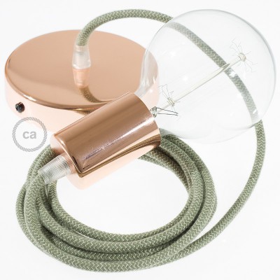 Pendel único, lámpara colgante cable textil ZigZag Verde Tomillo RD72