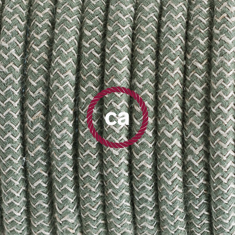 Pendel único, lámpara colgante cable textil ZigZag Verde Tomillo RD72