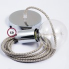 Pendel único, lámpara colgante cable textil Rombo Verde Tomillo RD62