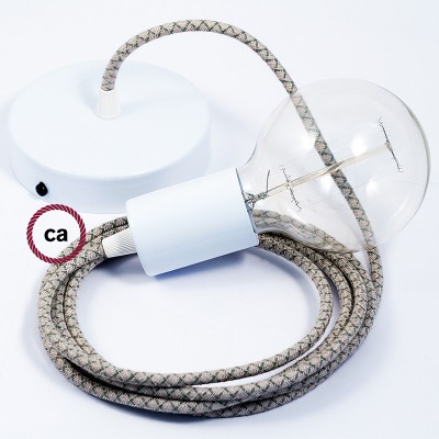 Pendel único, lámpara colgante cable textil Rombo Verde Tomillo RD62