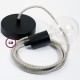 Pendel único, lámpara colgante cable textil Rombo Verde Tomillo RD62