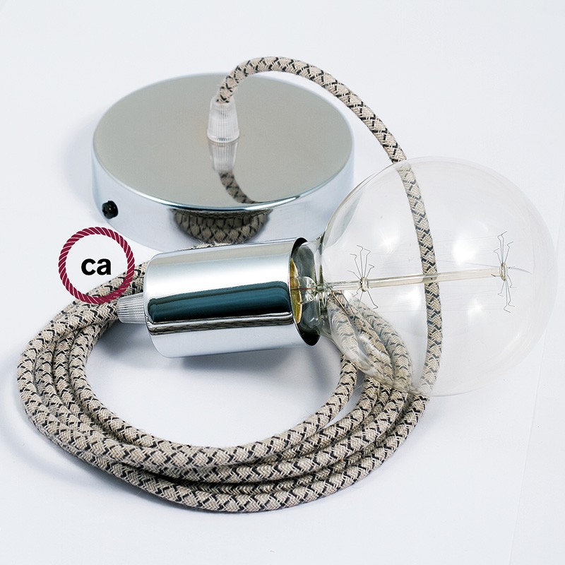 Pendel único, lámpara colgante cable textil Rombo Antracita RD64
