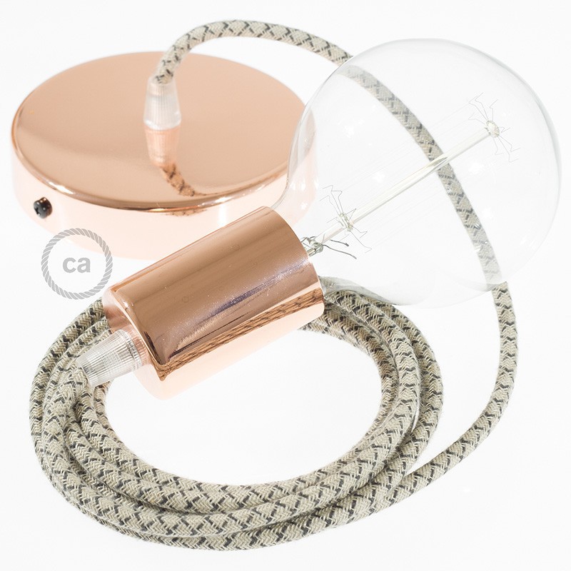 Pendel único, lámpara colgante cable textil Rombo Antracita RD64