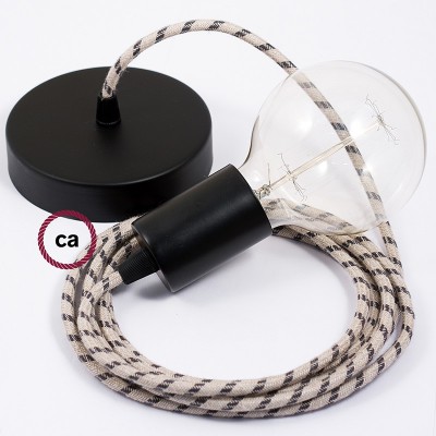 Pendel único, lámpara colgante cable textil Stripes Antracita RD54