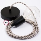 Pendel único, lámpara colgante cable textil Stripes Antracita RD54