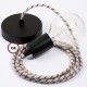Pendel único, lámpara colgante cable textil Stripes Antracita RD54