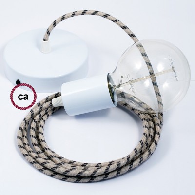 Pendel único, lámpara colgante cable textil Stripes Antracita RD54