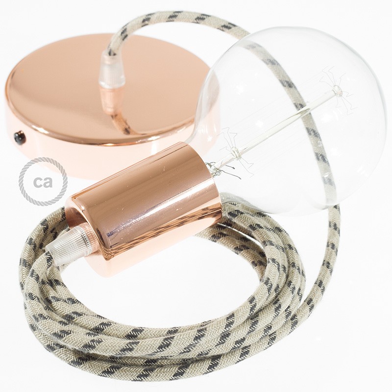 Pendel único, lámpara colgante cable textil Stripes Antracita RD54