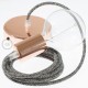 Pendel único, lámpara colgante cable textil Negro Glitter en Lino Natural RS81