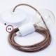Pendel único, lámpara colgante cable textil Marrón Glitter en Lino Natural RS82