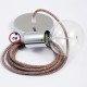 Pendel único, lámpara colgante cable textil Marrón Glitter en Lino Natural RS82