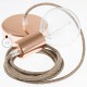 Pendel único, lámpara colgante cable textil Marrón Glitter en Lino Natural RS82