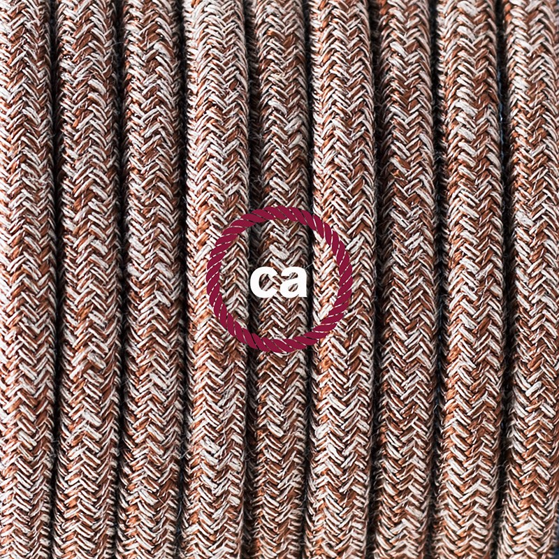 Pendel único, lámpara colgante cable textil Marrón Glitter en Lino Natural RS82