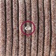 Pendel único, lámpara colgante cable textil Marrón Glitter en Lino Natural RS82