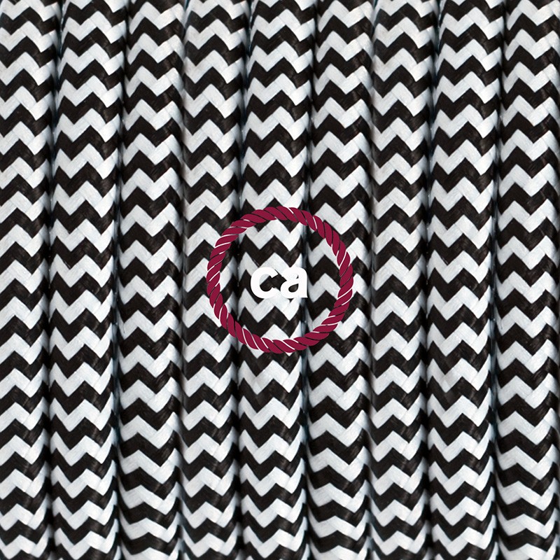 Pendel único, lámpara colgante cable textil ZigZag Negro RZ04