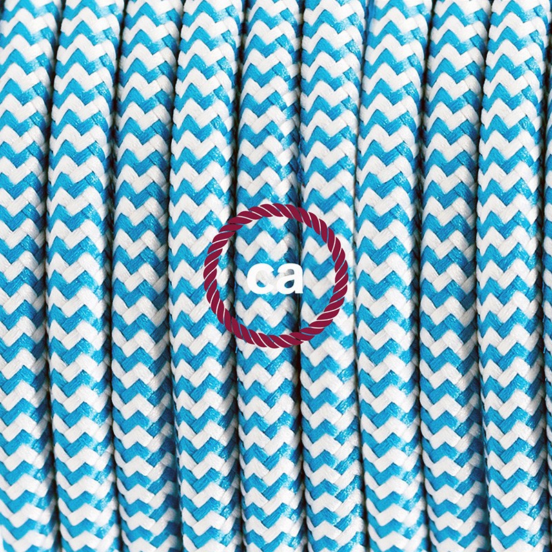 Pendel único, lámpara colgante cable textil ZigZag Turquesa RZ11