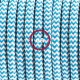 Pendel único, lámpara colgante cable textil ZigZag Turquesa RZ11