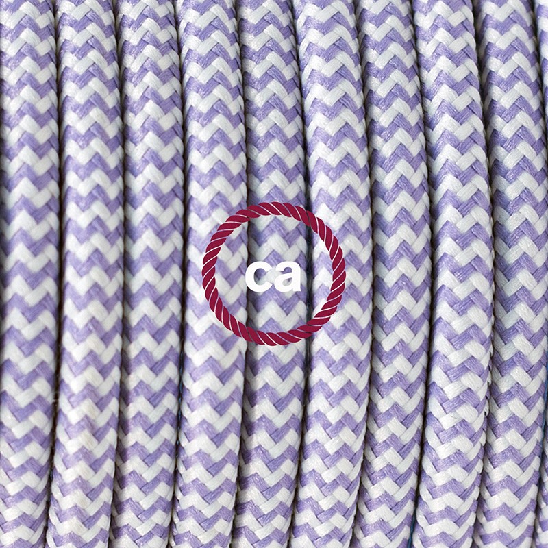 Pendel único, lámpara colgante cable textil ZigZag Lila RZ07