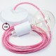 Pendel único, lámpara colgante cable textil ZigZag Fuchsia RZ08