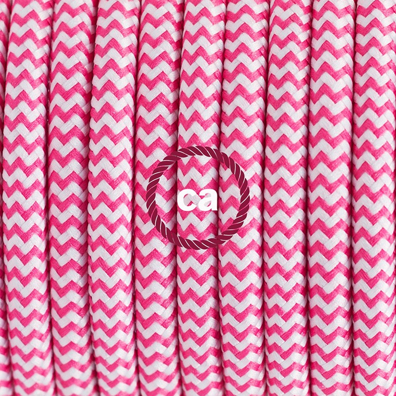Pendel único, lámpara colgante cable textil ZigZag Fuchsia RZ08
