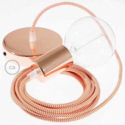 Pendel único, lámpara colgante cable textil ZigZag Naranja RZ15