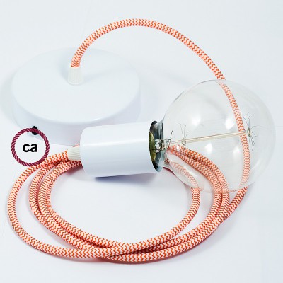 Pendel único, lámpara colgante cable textil ZigZag Naranja RZ15
