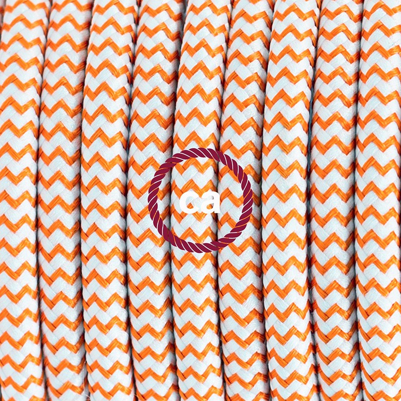 Pendel único, lámpara colgante cable textil ZigZag Naranja RZ15