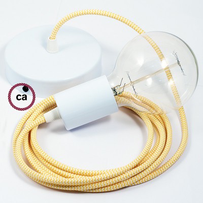 Pendel único, lámpara colgante cable textil ZigZag Amarillo RZ10