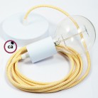 Pendel único, lámpara colgante cable textil ZigZag Amarillo RZ10