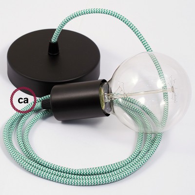 Pendel único, lámpara colgante cable textil ZigZag Verde RZ06
