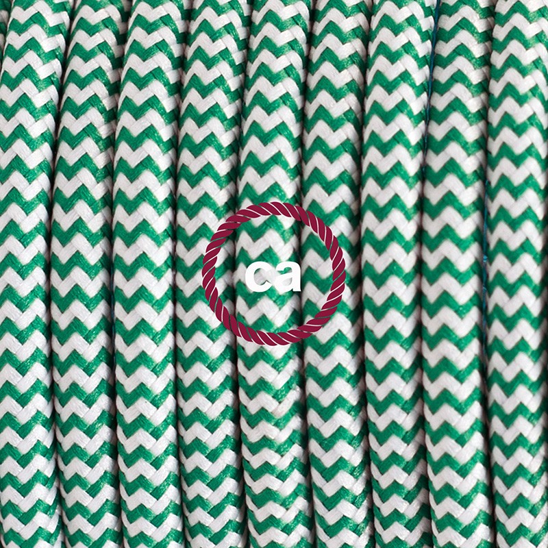 Pendel único, lámpara colgante cable textil ZigZag Verde RZ06