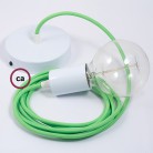 Pendel único, lámpara colgante cable textil Verde Fluo RF06