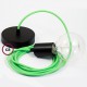 Pendel único, lámpara colgante cable textil Verde Fluo RF06