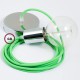 Pendel único, lámpara colgante cable textil Verde Fluo RF06