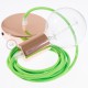 Pendel único, lámpara colgante cable textil Verde Fluo RF06