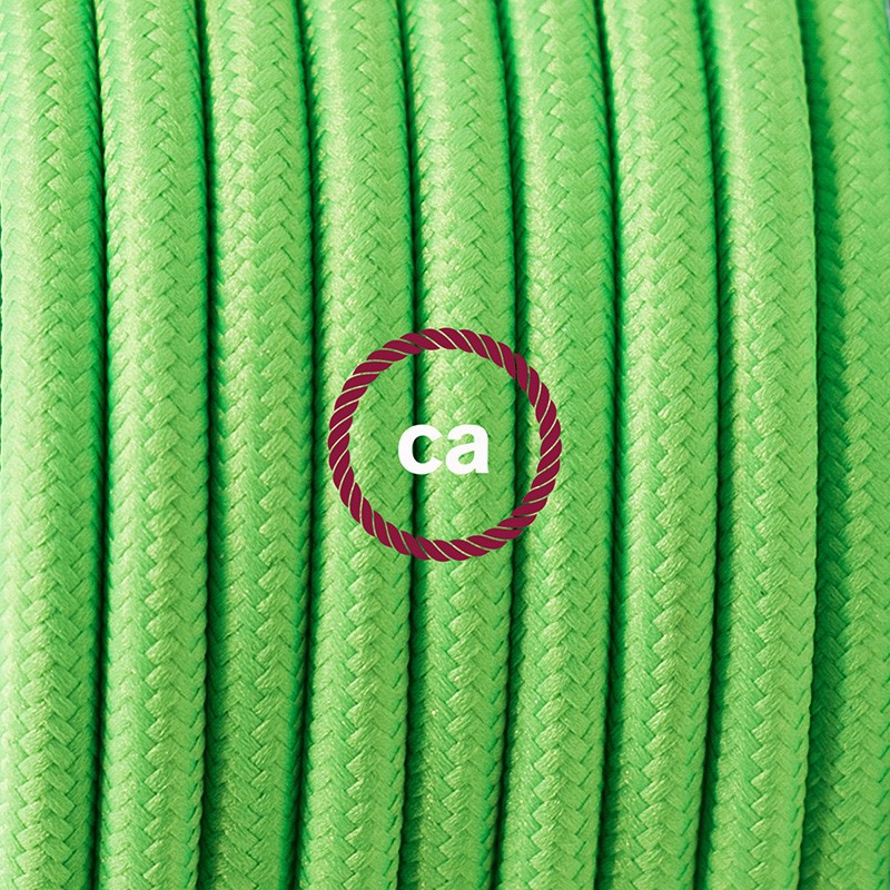 Pendel único, lámpara colgante cable textil Verde Fluo RF06