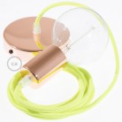 Pendel único, lámpara colgante cable textil Amarillo Fluo RF10