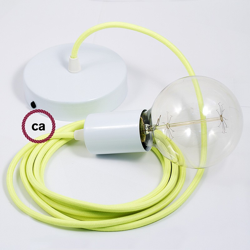Pendel único, lámpara colgante cable textil Amarillo Fluo RF10