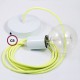 Pendel único, lámpara colgante cable textil Amarillo Fluo RF10