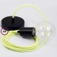Pendel único, lámpara colgante cable textil Amarillo Fluo RF10
