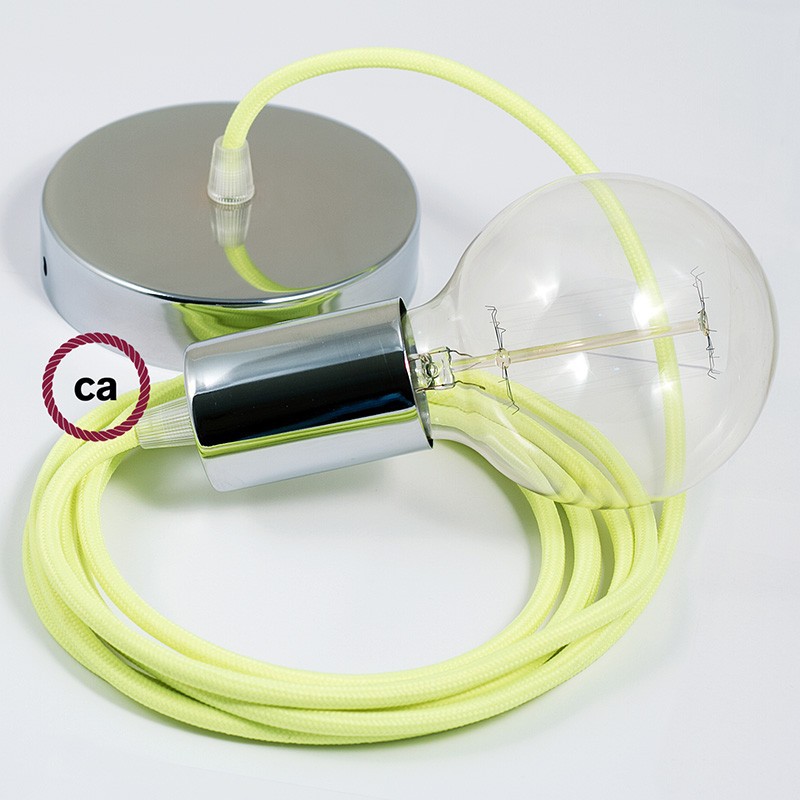 Pendel único, lámpara colgante cable textil Amarillo Fluo RF10