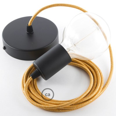 Pendel único, lámpara colgante cable textil Dorado Glitter RL05