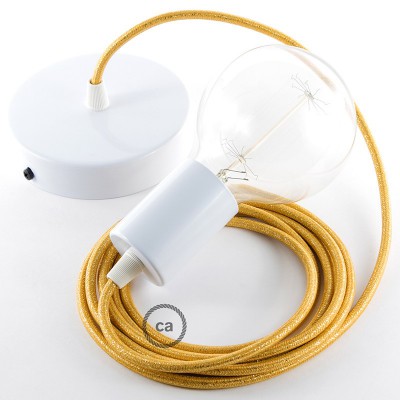 Pendel único, lámpara colgante cable textil Dorado Glitter RL05