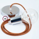 Pendel único, lámpara colgante cable textil Cobre Glitter RL22