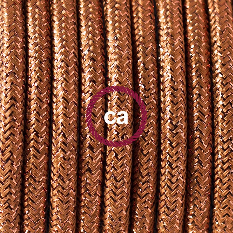 Pendel único, lámpara colgante cable textil Cobre Glitter RL22