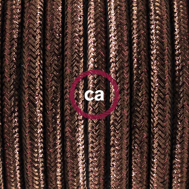 Pendel único, lámpara colgante cable textil Marrón Glitter RL13