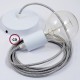 Pendel único, lámpara colgante cable textil Plateado Glitter RL02