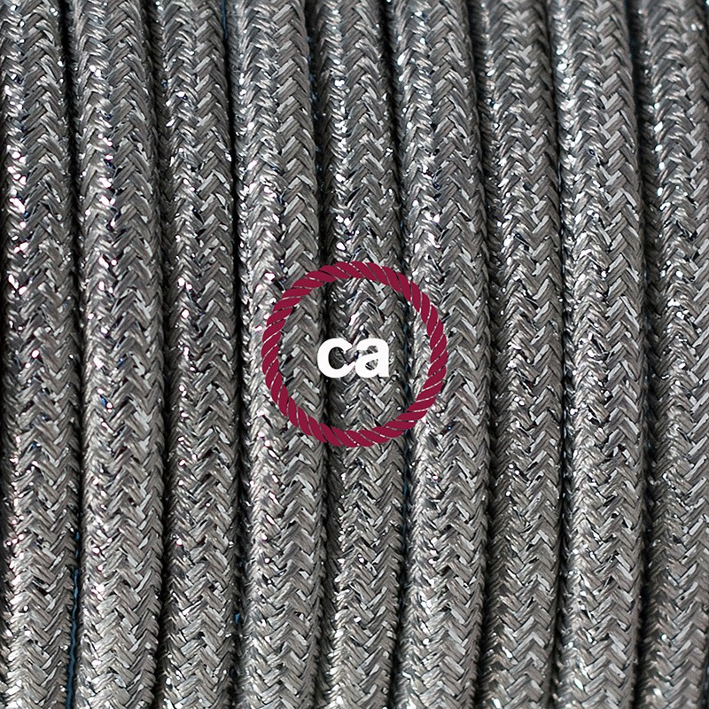 Pendel único, lámpara colgante cable textil Plateado Glitter RL02