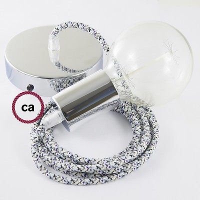 Pendel único, lámpara colgante cable textil Pixel Hielo RX04