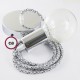 Pendel único, lámpara colgante cable textil Pixel Hielo RX04